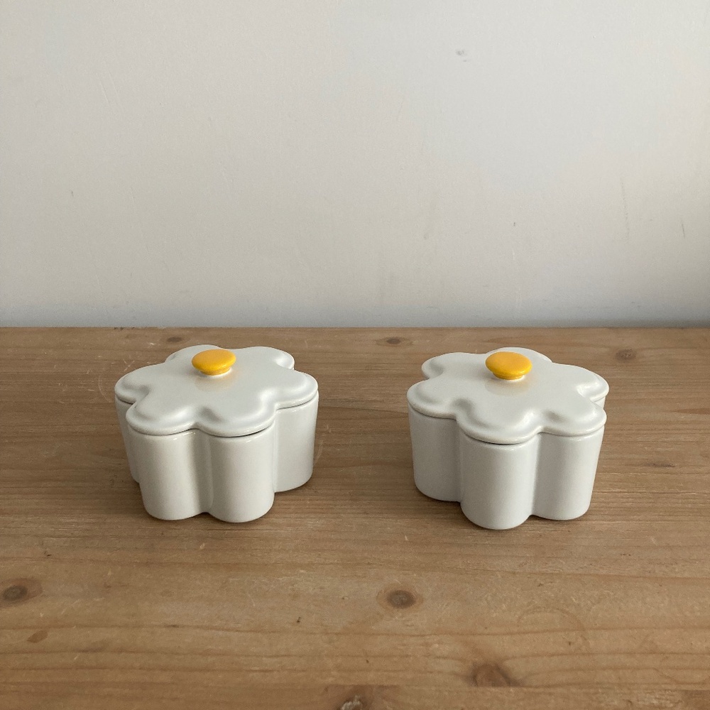NEW The Cellar Farm Fresh Stoneware Daisy Cocottes, set of 2